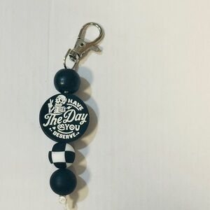 Black and White Keychain with Clip - Have the Day You Deserve